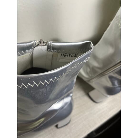 Women's Gogo Boots Mid Calf Block Heel Square Toe Zipper Low heel short booties - Picture 4 of 5